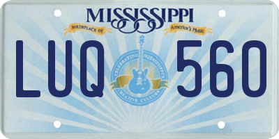 MS license plate LUQ560