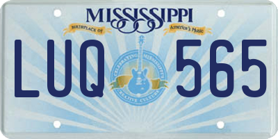 MS license plate LUQ565