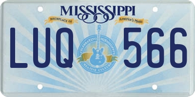 MS license plate LUQ566