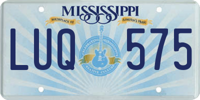 MS license plate LUQ575