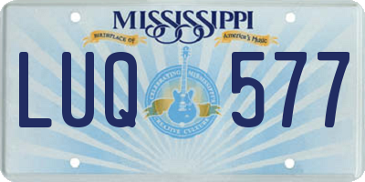 MS license plate LUQ577