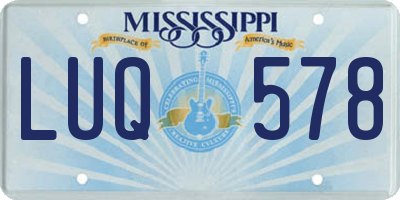 MS license plate LUQ578