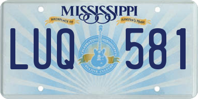 MS license plate LUQ581