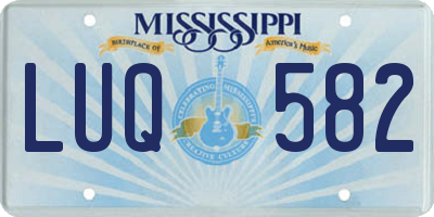 MS license plate LUQ582