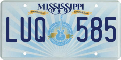 MS license plate LUQ585