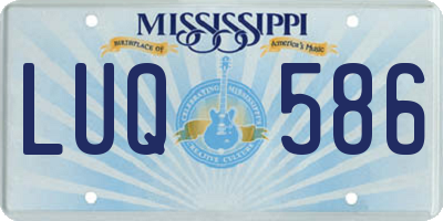 MS license plate LUQ586