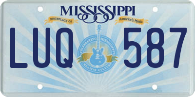 MS license plate LUQ587
