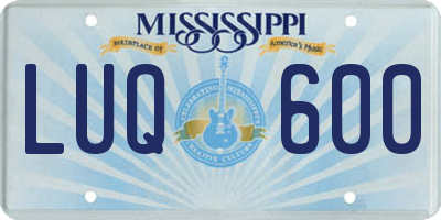 MS license plate LUQ600