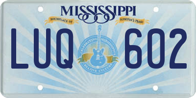 MS license plate LUQ602