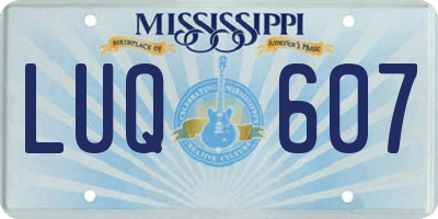 MS license plate LUQ607