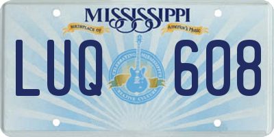 MS license plate LUQ608