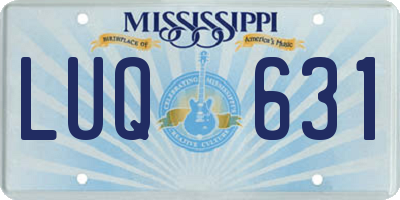 MS license plate LUQ631