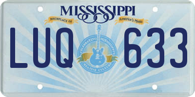 MS license plate LUQ633