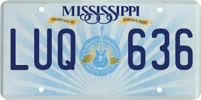 MS license plate LUQ636