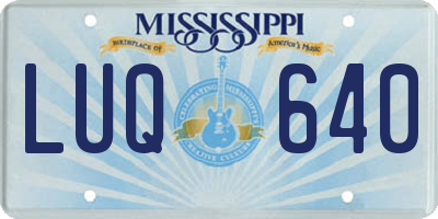 MS license plate LUQ640