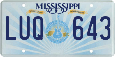 MS license plate LUQ643
