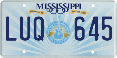 MS license plate LUQ645