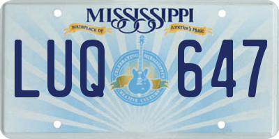 MS license plate LUQ647
