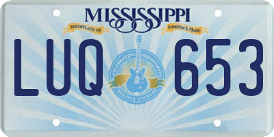 MS license plate LUQ653