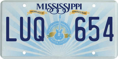 MS license plate LUQ654