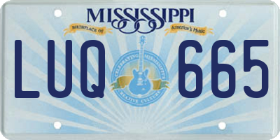 MS license plate LUQ665