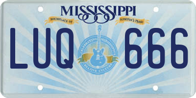 MS license plate LUQ666