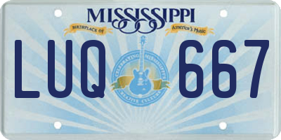 MS license plate LUQ667