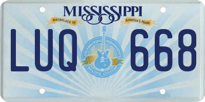 MS license plate LUQ668