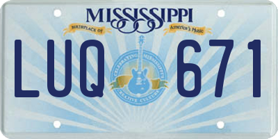 MS license plate LUQ671