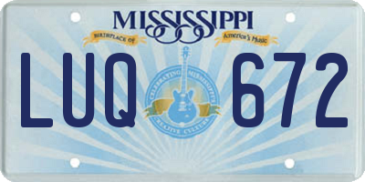 MS license plate LUQ672