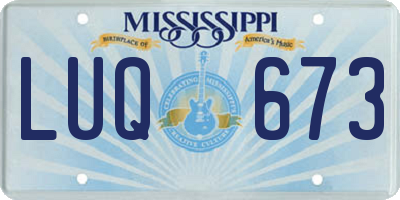 MS license plate LUQ673