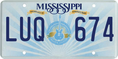 MS license plate LUQ674