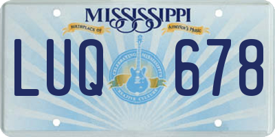 MS license plate LUQ678