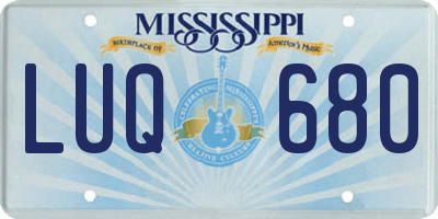 MS license plate LUQ680