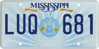 MS license plate LUQ681