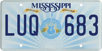 MS license plate LUQ683
