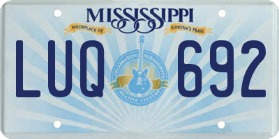 MS license plate LUQ692