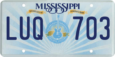 MS license plate LUQ703