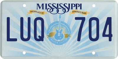MS license plate LUQ704