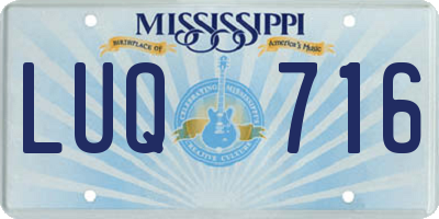 MS license plate LUQ716