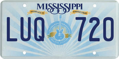 MS license plate LUQ720