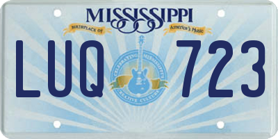 MS license plate LUQ723