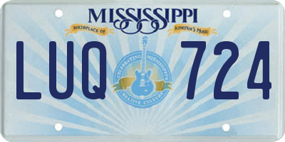 MS license plate LUQ724
