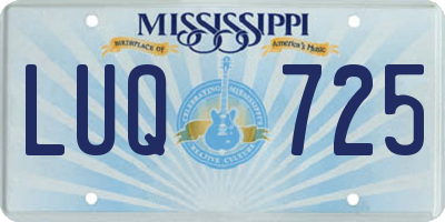 MS license plate LUQ725