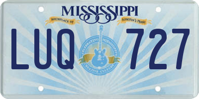 MS license plate LUQ727