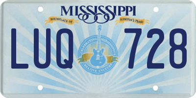 MS license plate LUQ728