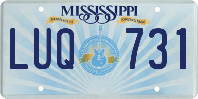 MS license plate LUQ731