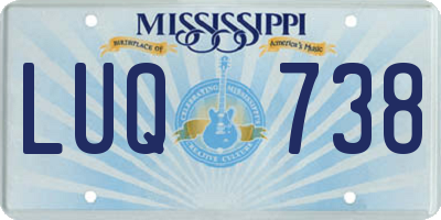 MS license plate LUQ738