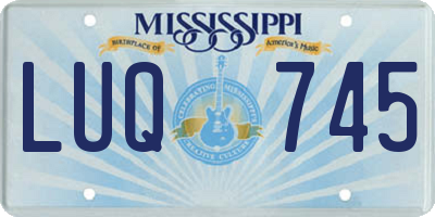 MS license plate LUQ745
