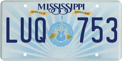 MS license plate LUQ753